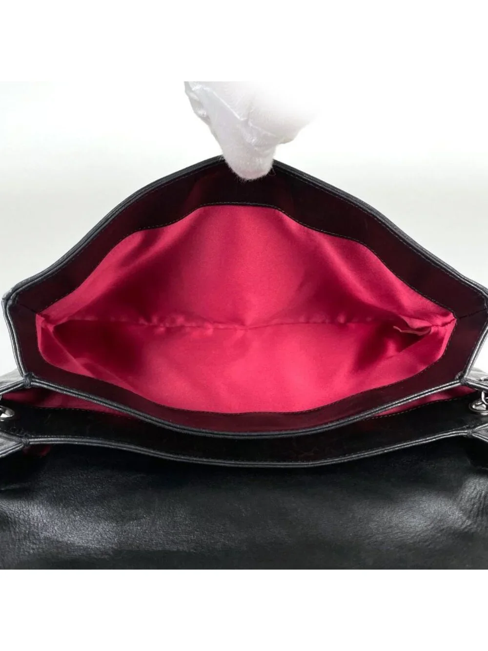 Chanel Shoulder Bag CC Logo Camellia Leather Black